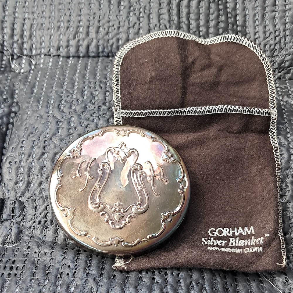 Gorham Silver Mirror with Brown Anti-Tarnish Pouch - Picture 2 of 2